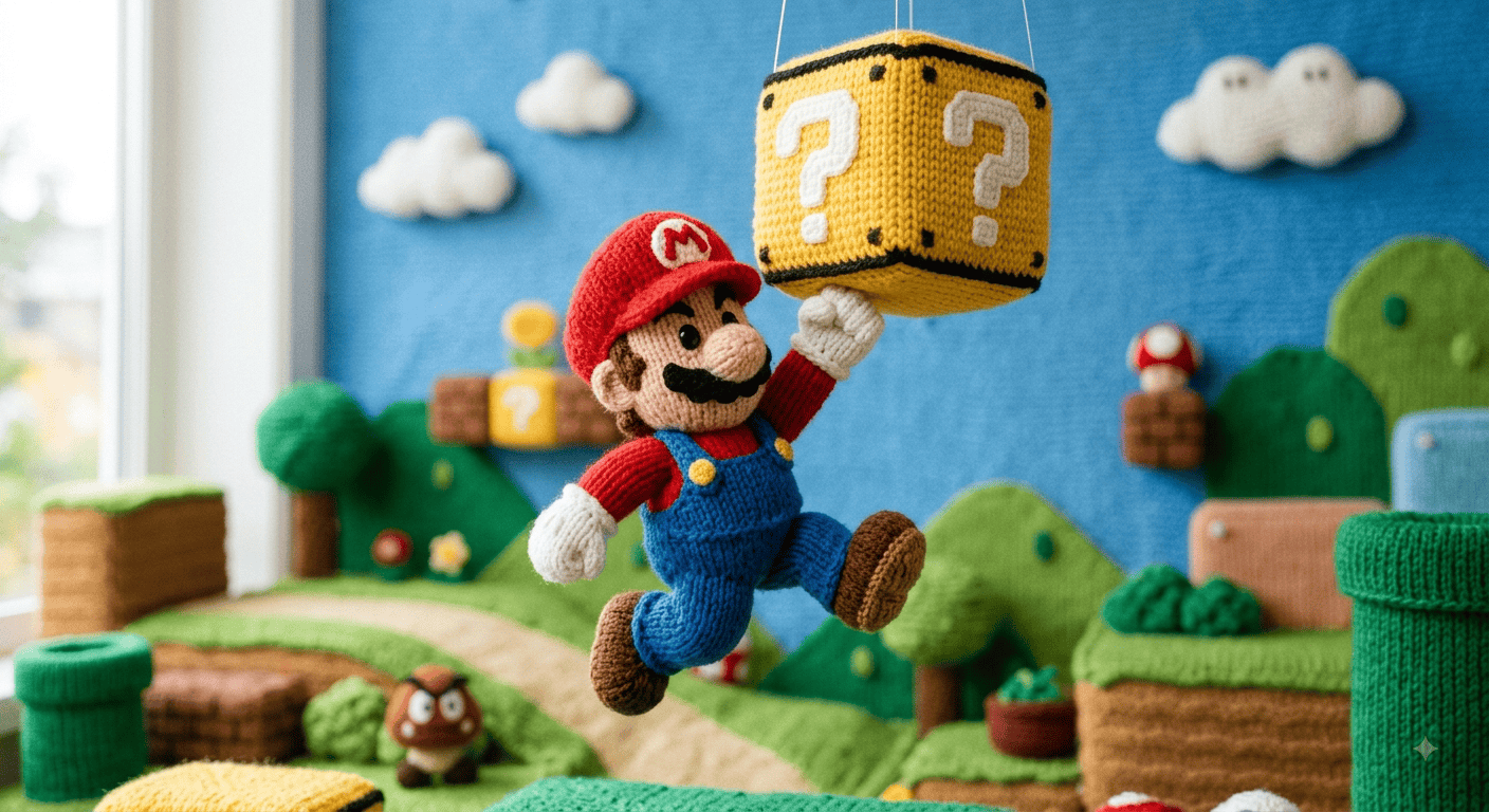 Level Up Mario knitting web